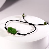 Siberian Jade Pixiu Black Cord Bracelet #1813