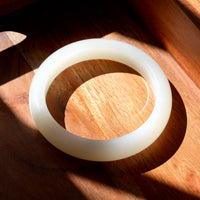 Mutton Fat White Jade Bangle 57mm #861