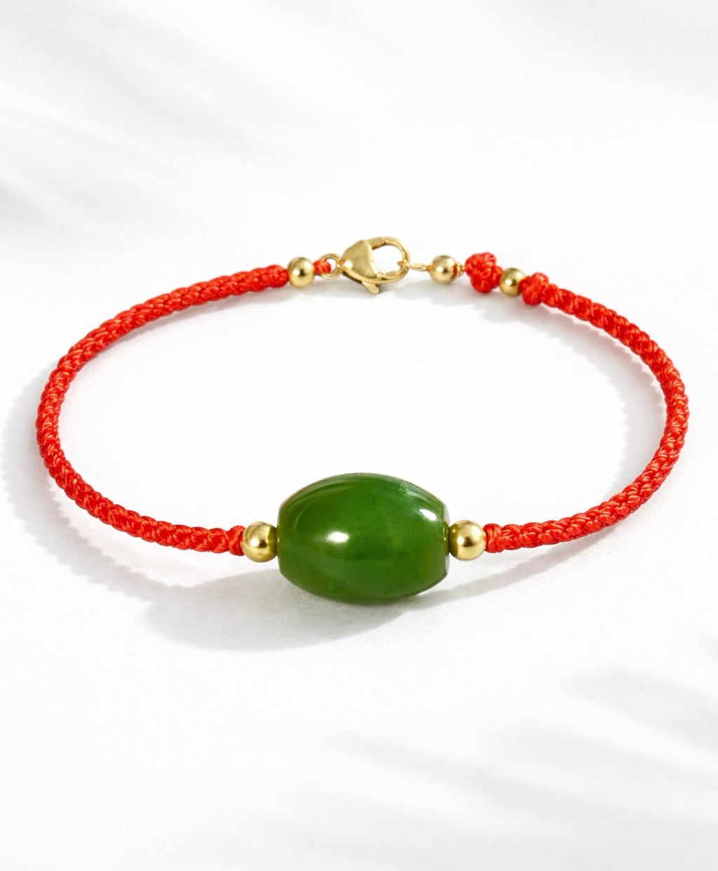 Polar Jade Bracelet Eternal Fortune Red Cord Natural Jade #2677-3