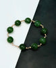 Polar Jade Beaded Bracelet Starry Design 12mm Natural Jade #2758