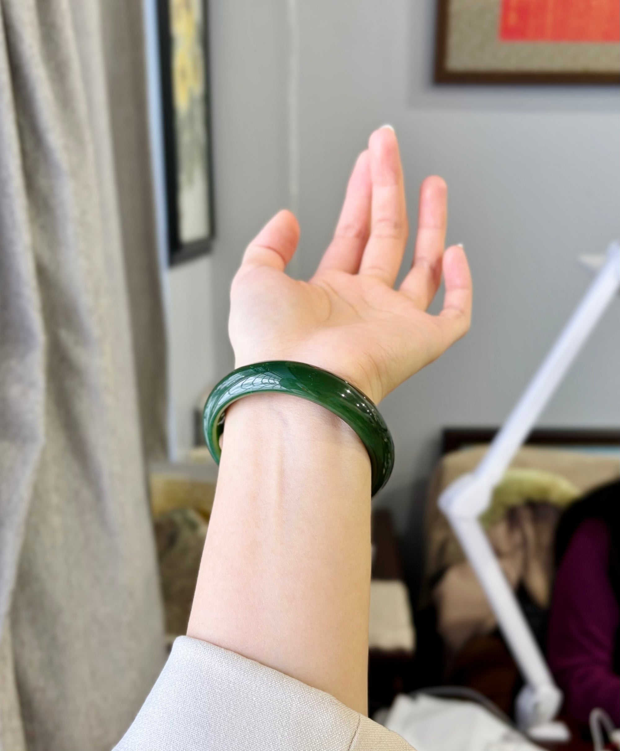 Polar Jade Bangle Natural Jade Bracelet AA Grade 58.5mm #989