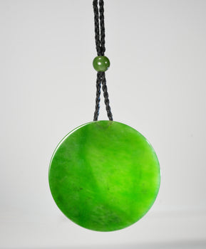 Siberian Jade Peace Round Pendant Ping An PI Harmony Natural Jade #2658