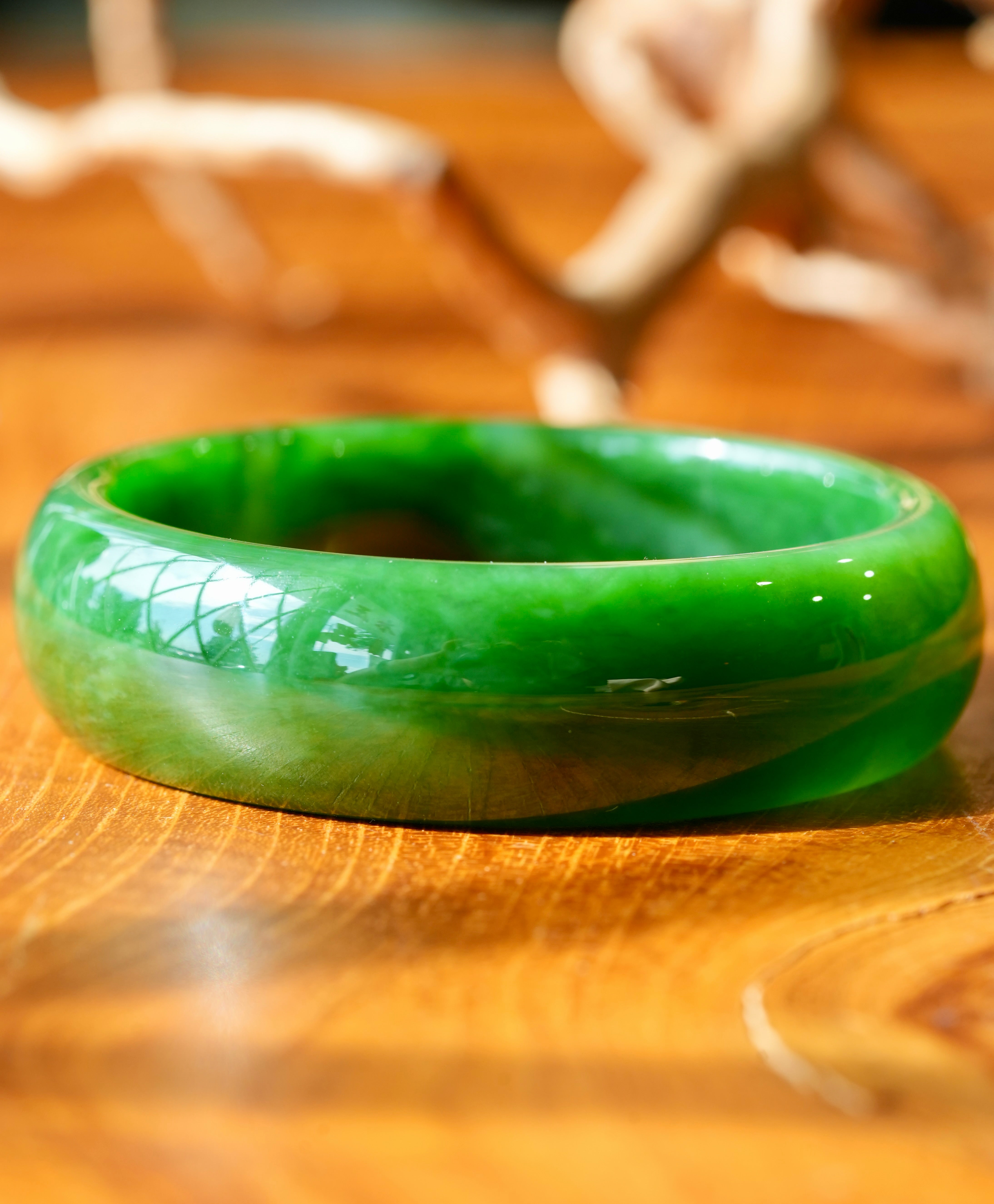 Siberian Jade Bangle Natural Jade Bracelet 59mm #2593 | Natural