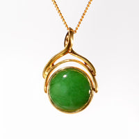 Two Sides Jade Pendant - Gold #1097