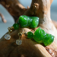 Siberian Jade Pixiu Earrings #2570