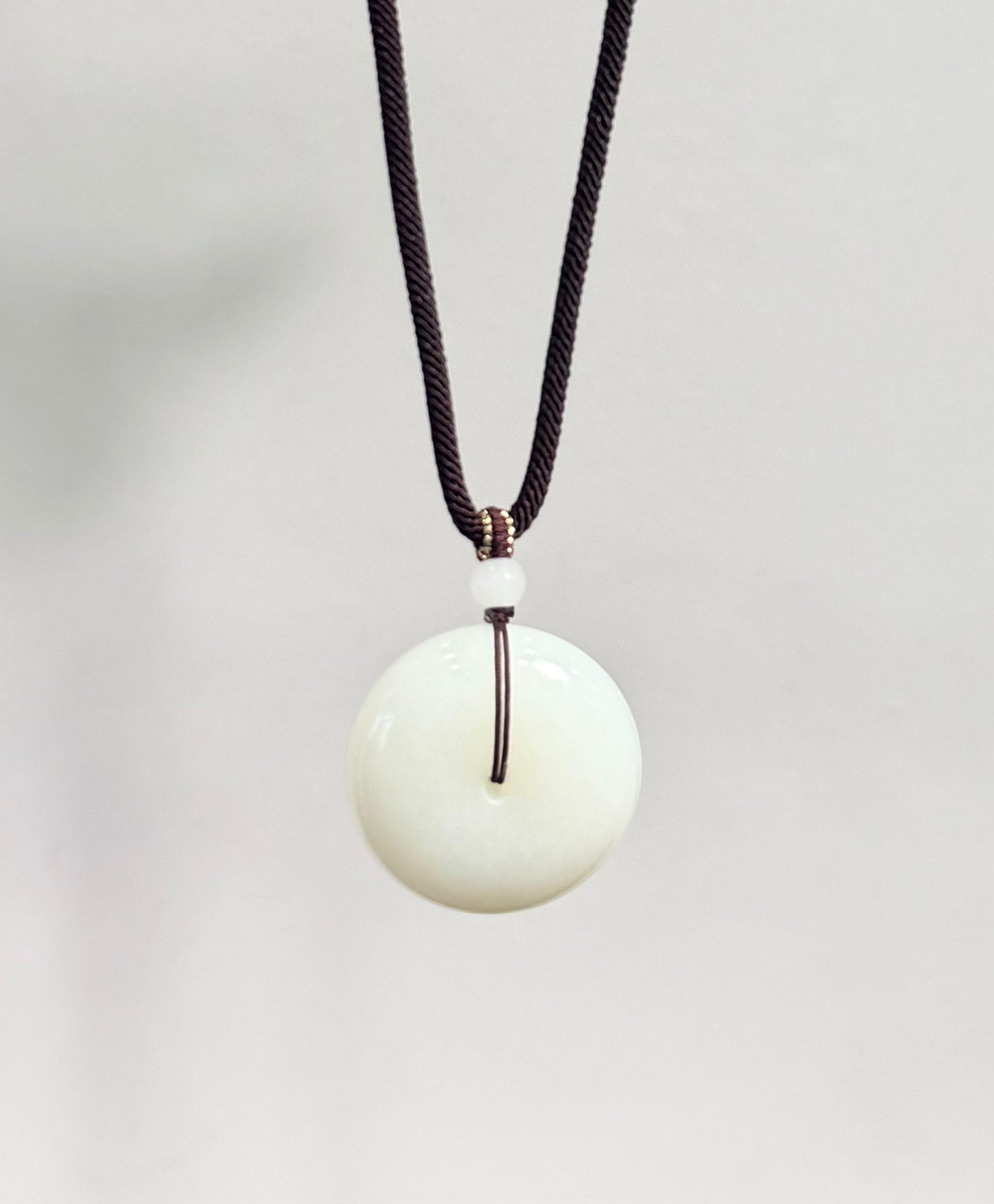 Siberian White Jade Donut Pendant AAA+ Grade Ping An Kou PI Harmony Peace Buckle Natural Jade 31mm #1515