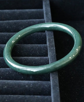 Hetian Jade Bangle Bluish Green Natural Jade Bracelet 7 to 8 mm #1533
