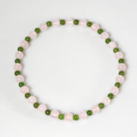 Spring Bloom Polar Jade Rose Quartz Pink Crystal Anklet Bracelet #3068