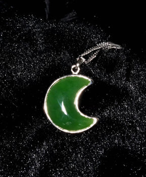 Canadian Polar Jade Pendant Moon Design Natural Jade AAA|#1098