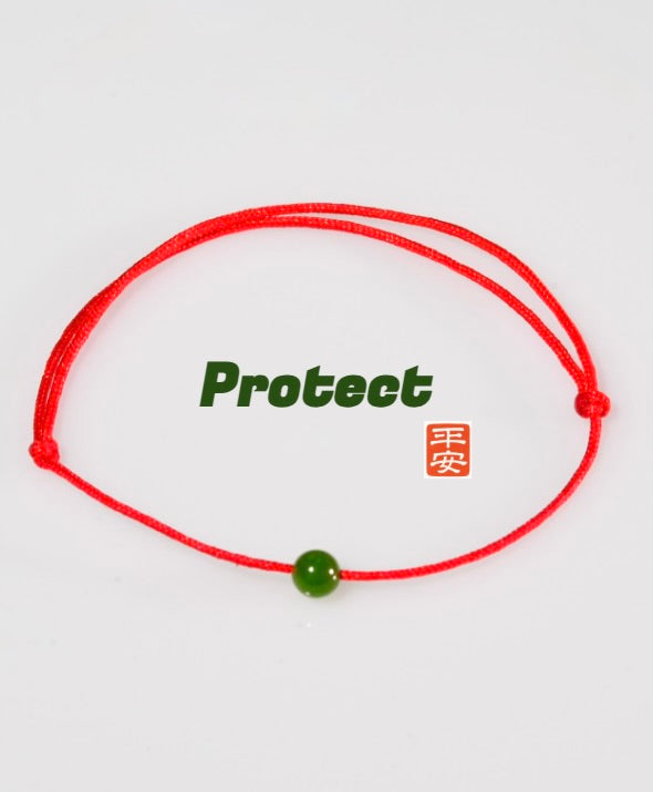 4.5mm Eternal Fortune Red Cord Jade Bracelet #3048