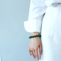 12mm Canadian Jade Beaded Bracelet #3078