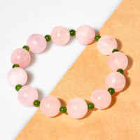 Spring Bloom Polar Jade Rose Quartz Pink Crystal Bracelet #3064