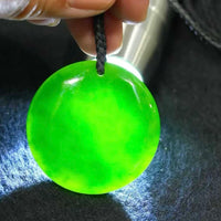 Siberian Jade Safe and Sound/Peace Round Pendant #3075