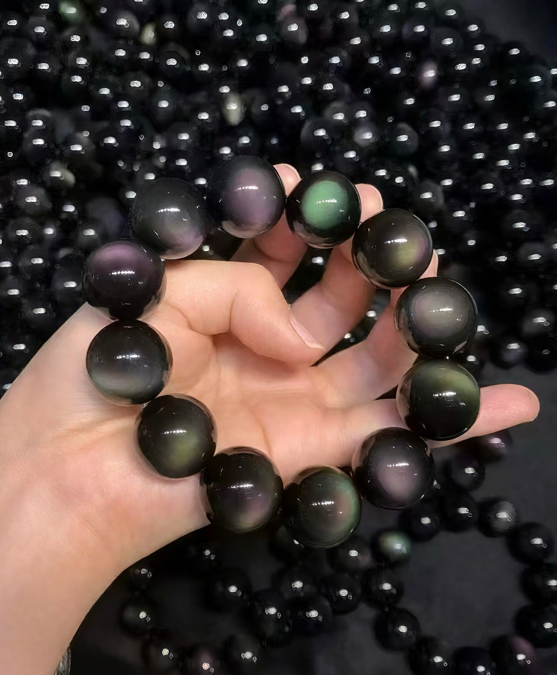 Double Rainbow Eyes Obsidian Bracelet #1849