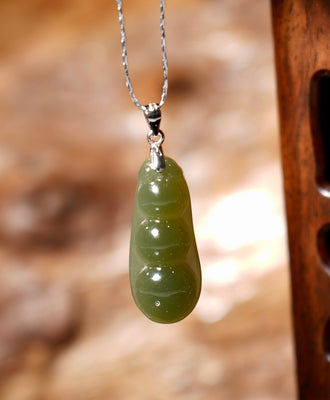 Rich Bean Hetian Jade Pendant  #1269