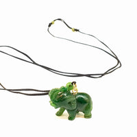 Wise Fortune Jade Elephant Pendant  #1128