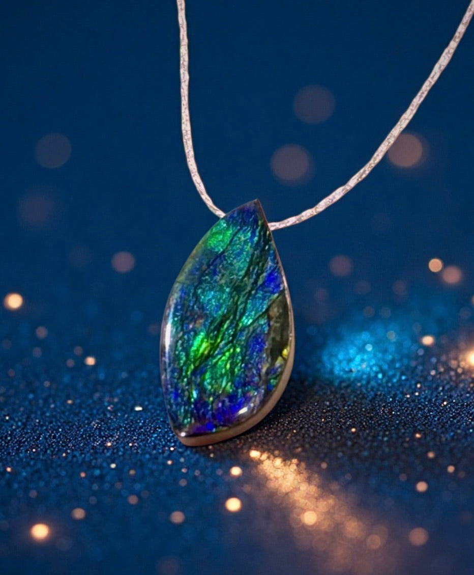 Canadian Ammolite Pendant B Grade Purple Stone Pendant Natural Stone 18mm #282