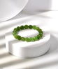 Siberian Jade Beaded Bracelet 10mm Icy Vivid Green Natural Jade #2759