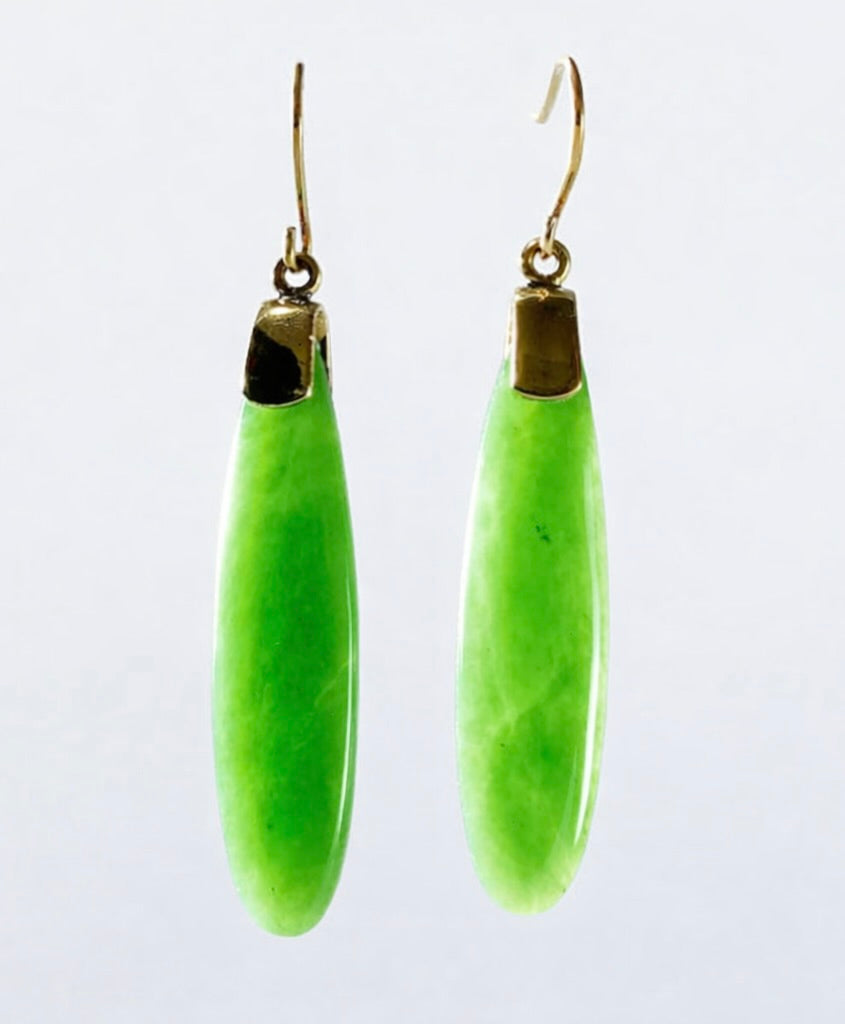 玉美人｜碧玉长款耳环 #1080