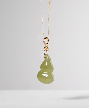 Hetian Jade Gourd Pendant 14K Gold Natural Jade #1084
