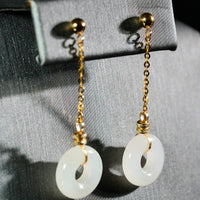 18K Delicate Glow White Jade Earrings #2520