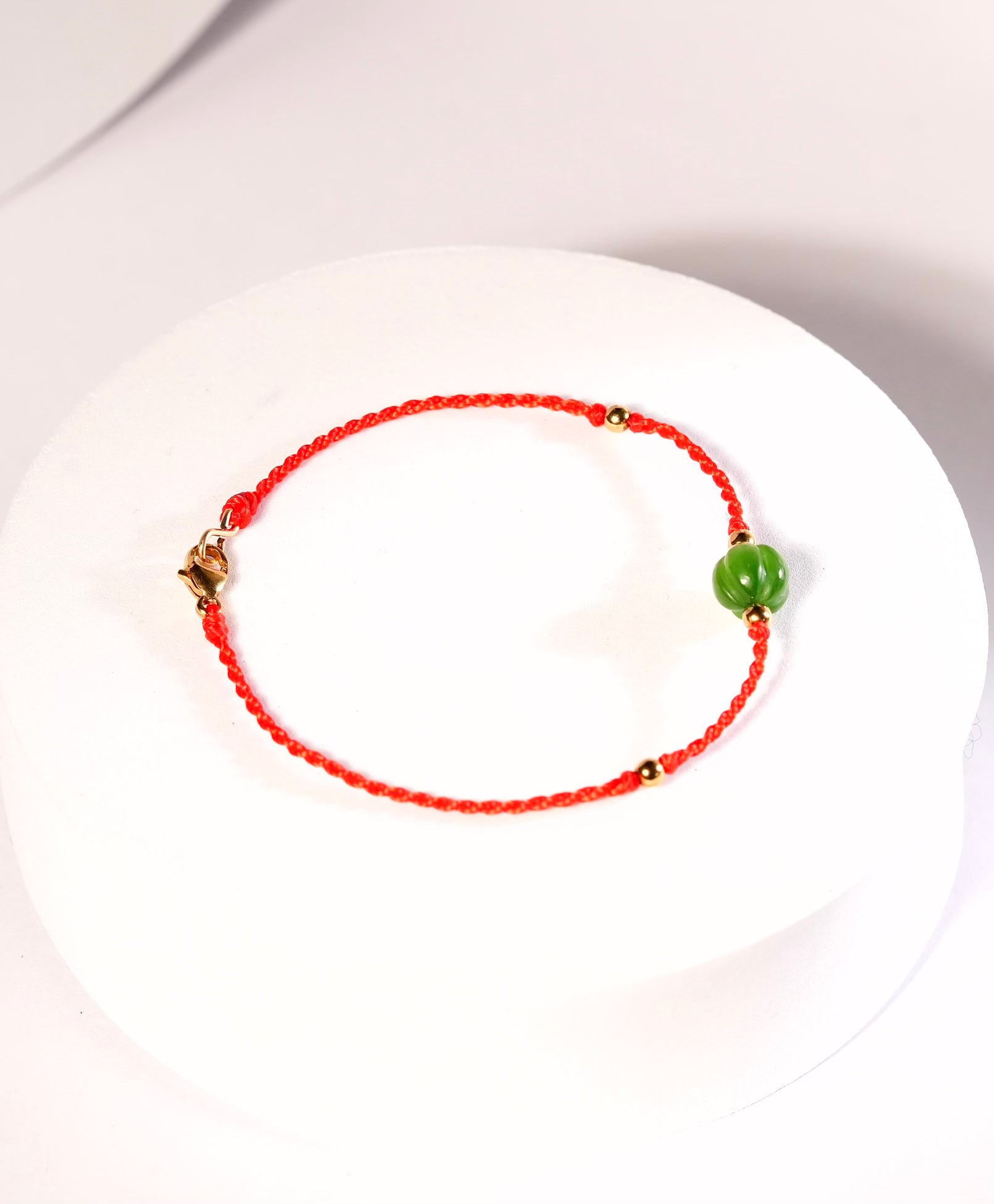 鸿运当头｜和田玉红绳手链 #2677-1