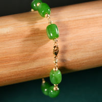 14k Siberian Jade Starry Beaded Bracelet #2417