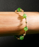 14k 8mm Chatoyant Siberian Jade Starry Bracelet #2598