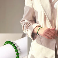 Harmony White & Green Jade Beaded Bracelet #1610