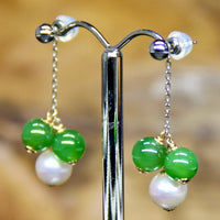 SIBERIAN JADE & AKOYA PEARL EARRINGS #1431