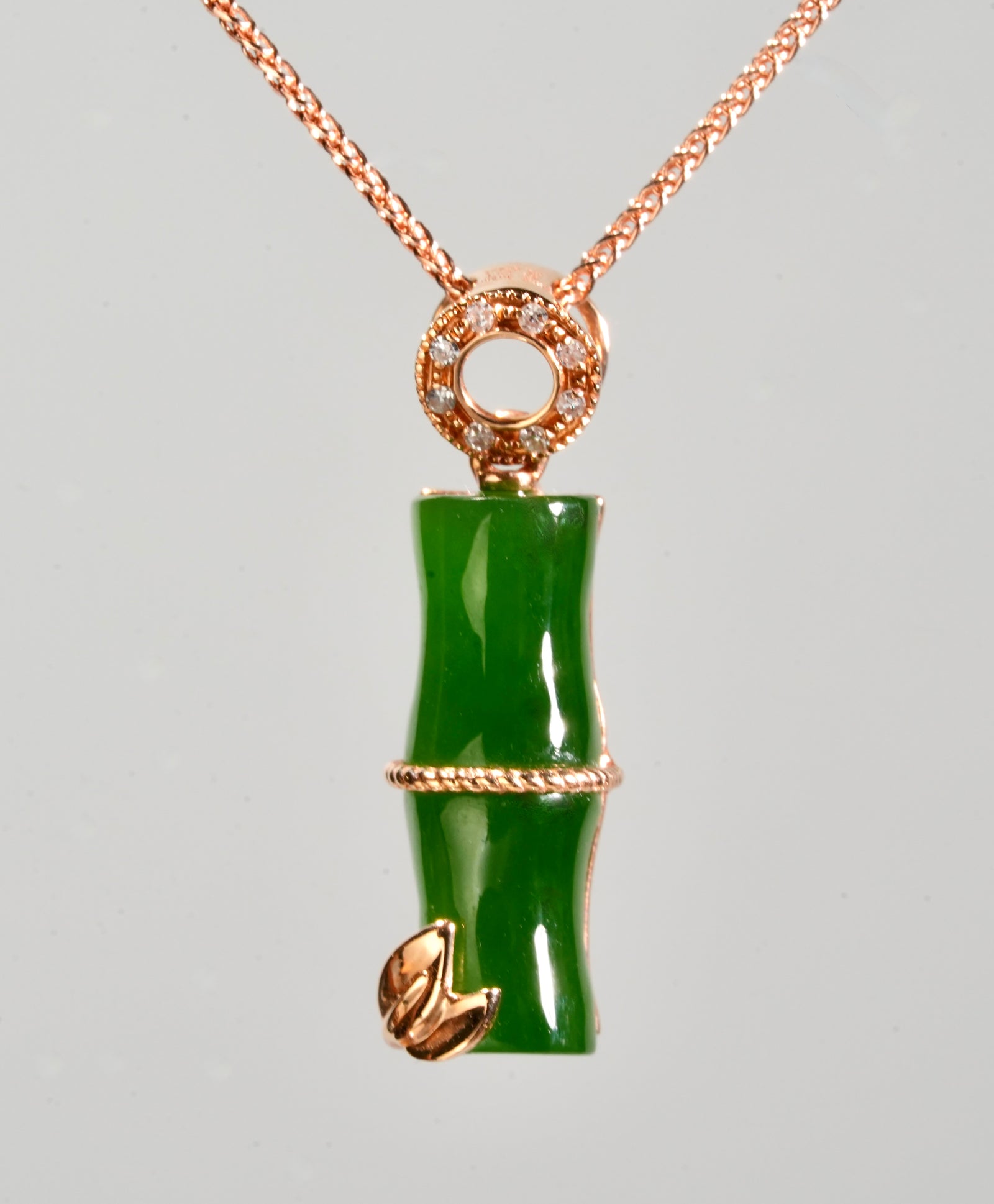 18K Siberian Jade Bamboo Pendant #2896