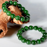 12mm Canadian Jade Beaded Bracelet #3080