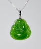Siberian Jade Buddha Pendant Apple Green 18K White Gold Natural Jade #1703-2