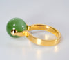18K 12mm Lucky Bead Jade Ring #2895-2