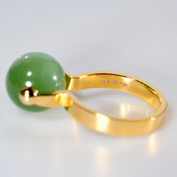 18K 12mm Lucky Bead Jade Ring #2895-2