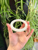 Siberian White Jade Round Bangle Natural Jade Bracelet 55mm #1577