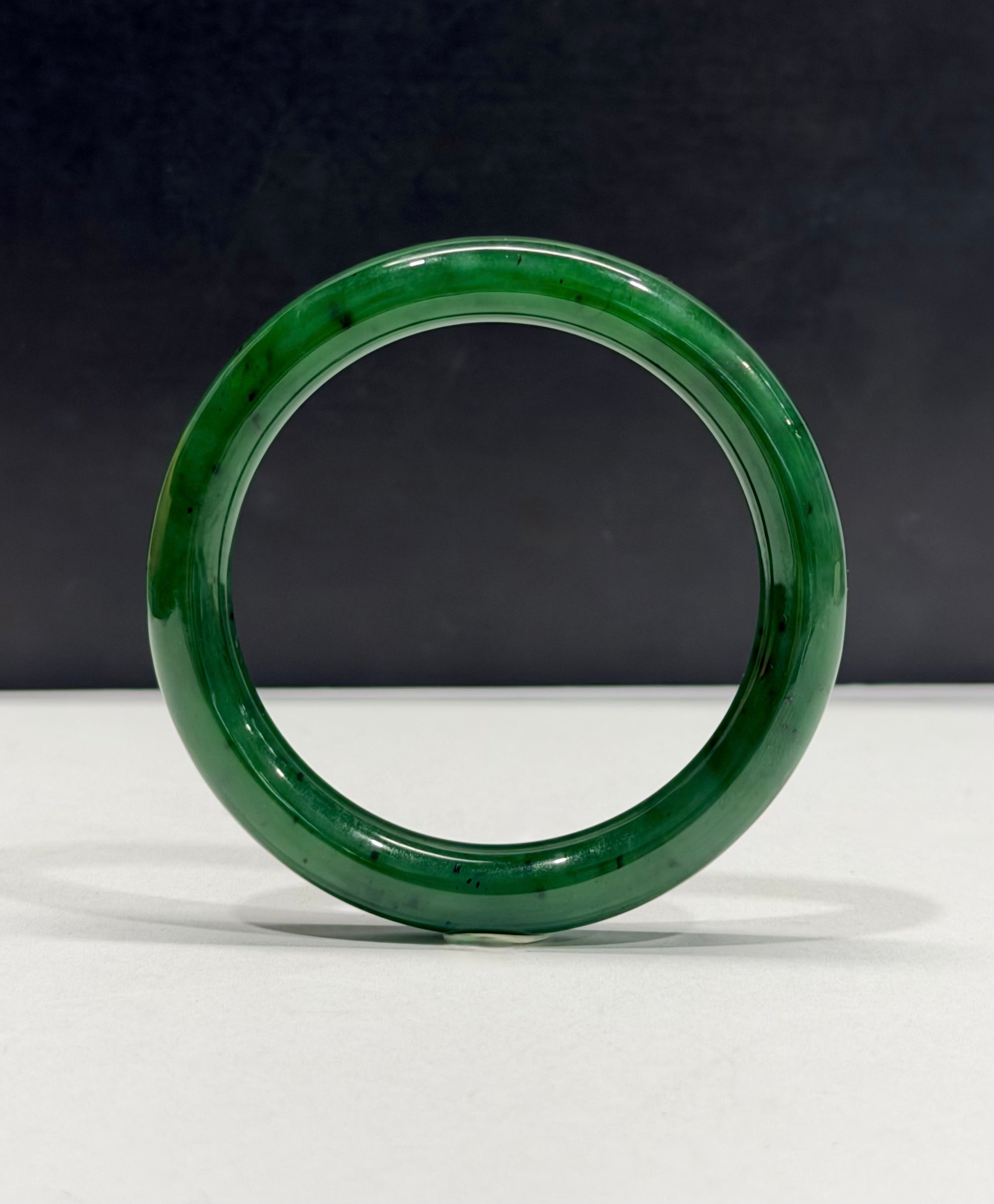 Siberian Jade Round Bangle Natural Jade Bracelet 53mm #2862