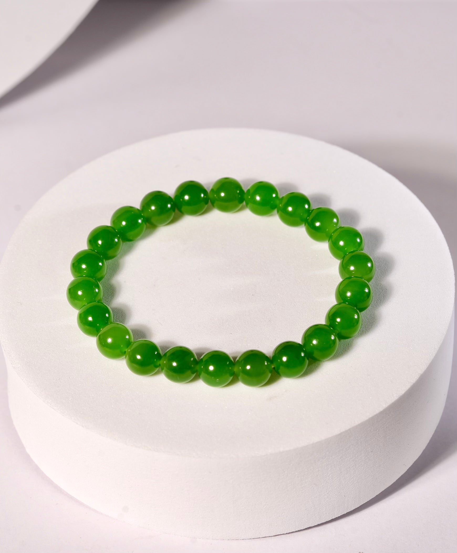 Siberian Jade Beaded Bracelet Apple Green Top Grade 8mm #1339