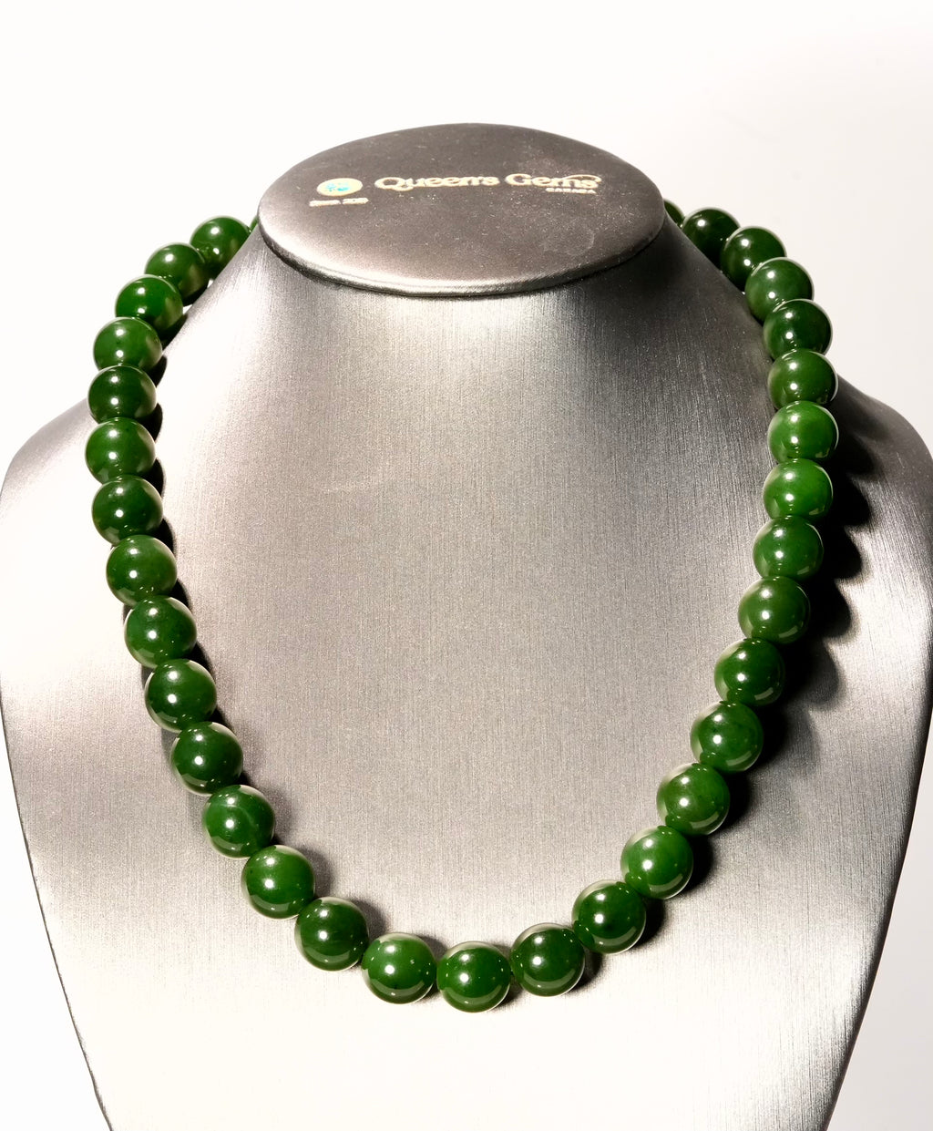 12mm Polar Jade Beaded Necklace #2457