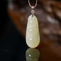 Rich Bean Hetian Jade Pendant #1268-2