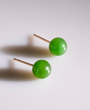 Canadian Polar Jade Ear Stud AAA Grade 14K Gold 6mm Natural Jade #2965