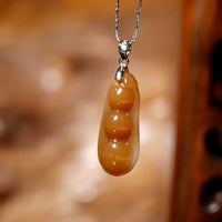 Rich Bean Hetian Jade Pendant  #1268