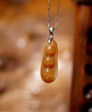 Rich Bean Hetian Jade Pendant  #1268