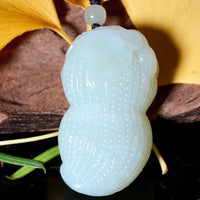 Eternal Bleassing White Jade Peanut Pendant #2652