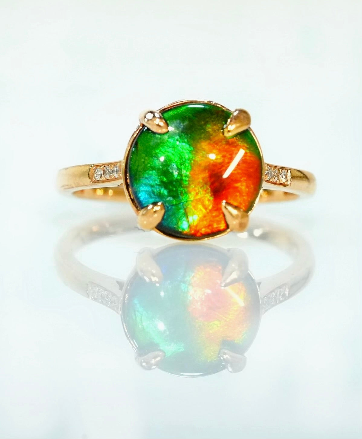 18K Ammolite Diamond Ring #2094