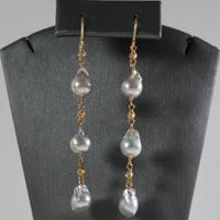 18K Akoya Salt Sea Baroque Pearl Earrings #2663