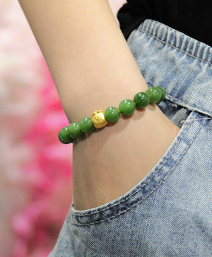 24K 10mm Polar Jade Bracelet #1879