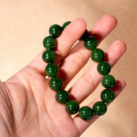 12mm Canadian Jade Beaded Bracelet #3078
