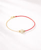 White Jade Bracelet Prime Luck Red Cord 18K Gold Natural Jade #1498