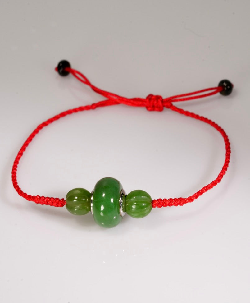 Top Grade Fortune Wheel Red Cord Jade Bracelet #2891